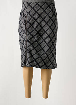 Jupe mi-longue taille à pinces gris IMPULSION femme
