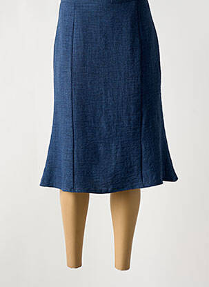 Jupe mi-longue coupe droite évasée sur le bas bleu OMC femme
