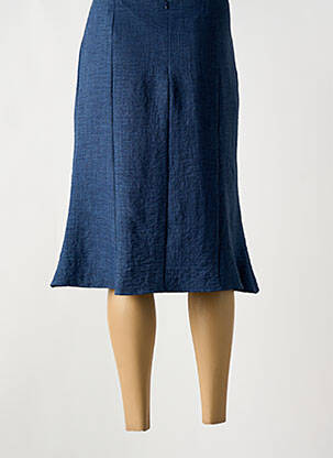 Jupe mi-longue coupe droite évasée sur le bas bleu OMC femme