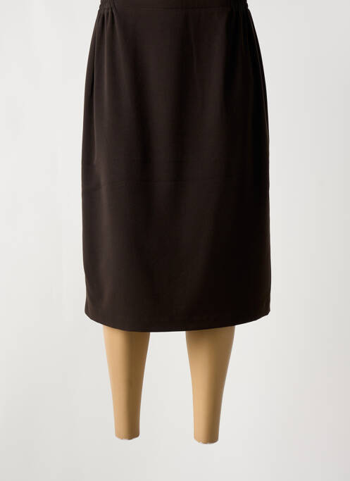 Jupe mi-longue coupe droite marron IMPULSION femme