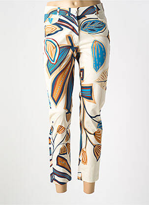 Pantalon 7/8 tissage popeline taille normale beige IMPULSION femme