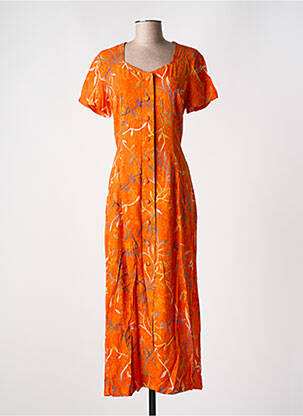 Robe longue imprimé fantaisie manches courtes orange GARUDA GARUZO femme