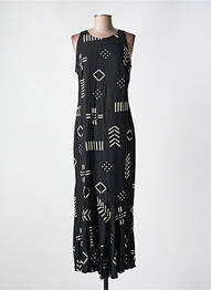 Robe longue imprimé fantaisie sans manche noir GARUDA GARUZO femme