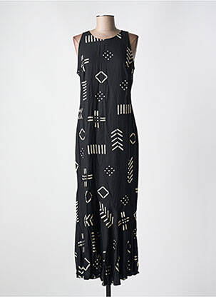 Robe longue imprimé fantaisie sans manche noir GARUDA GARUZO femme