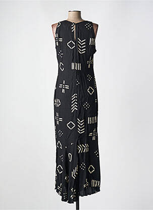 Robe longue imprimé fantaisie sans manche noir GARUDA GARUZO femme
