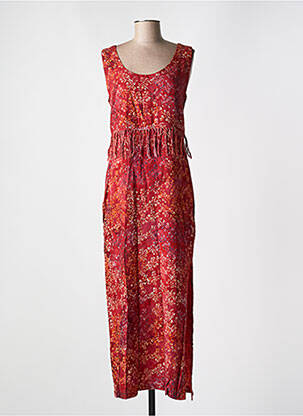 Robe longue imprimé fantaisie sans manche rouge GARUDA GARUZO femme
