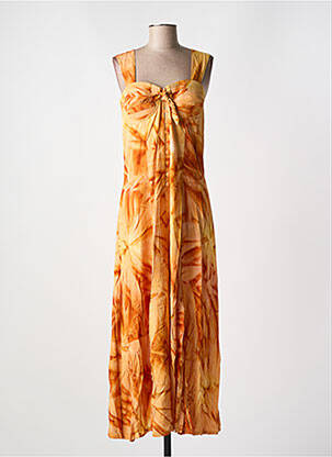 Robe longue coupe cintrée fines bretelles jaune GARUDA GARUZO femme