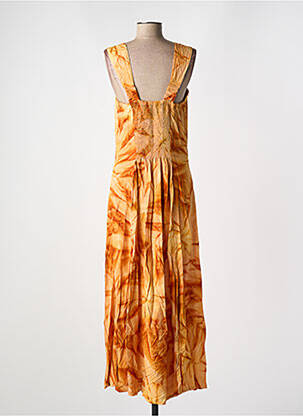 Robe longue coupe cintrée fines bretelles jaune GARUDA GARUZO femme