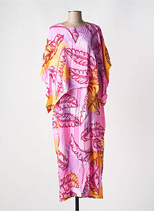 Robe longue manches courtes manches courtes rose GARUDA GARUZO femme