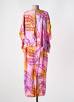 Robe longue manches courtes manches courtes rose GARUDA GARUZO femme
