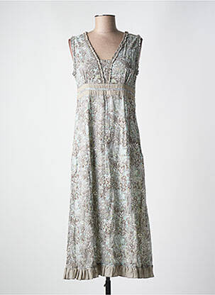 Robe mi-longue imprimé fleurs sans manche gris JAC JAC femme
