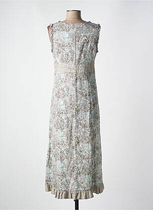 Robe mi-longue imprimé fleurs sans manche gris JAC JAC femme