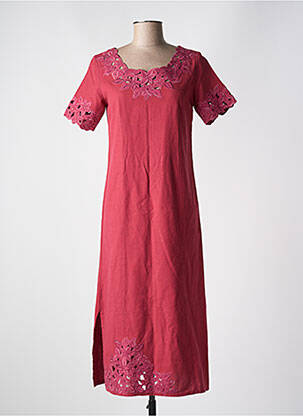 Robe mi-longue tissage crêpe manches courtes rouge JAC JAC femme