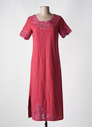 Robe mi-longue tissage crêpe manches courtes rouge JAC JAC femme