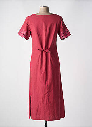 Robe mi-longue tissage crêpe manches courtes rouge JAC JAC femme