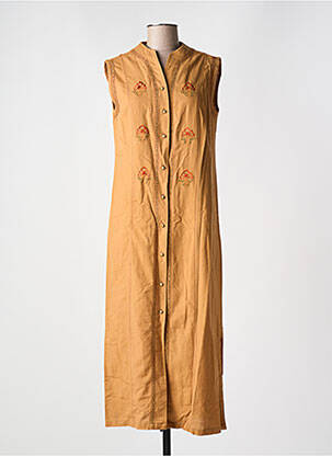 Robe longue tissage crêpe sans manche orange JAC JAC femme
