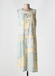 Robe mi-longue imprimé fleurs sans manche jaune JAC JAC femme