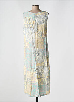Robe mi-longue imprimé fleurs sans manche jaune JAC JAC femme