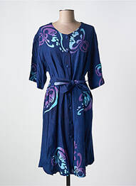 Robe mi-longue imprimé fantaisie manches courtes bleu GARUDA GARUZO femme