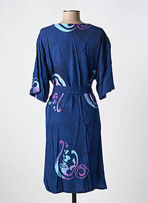 Robe mi-longue imprimé fantaisie manches courtes bleu GARUDA GARUZO femme