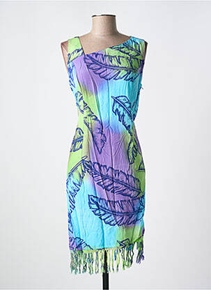 Robe mi-longue imprimé fantaisie sans manche bleu GARUDA GARUZO femme