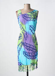 Robe mi-longue imprimé fantaisie sans manche bleu GARUDA GARUZO femme