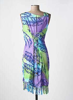 Robe mi-longue imprimé fantaisie sans manche bleu GARUDA GARUZO femme
