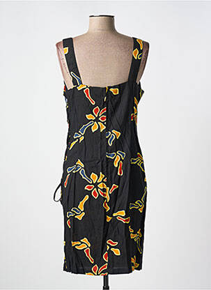 Robe mi-longue imprimé fantaisie fines bretelles noir GARUDA GARUZO femme