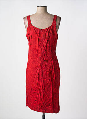 Robe mi-longue tissage crêpe fines bretelles rouge GARUDA GARUZO femme