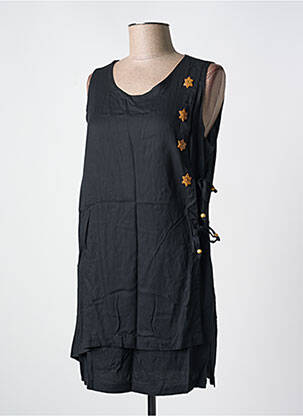 Robe courte sans manche sans manche noir GARUDA GARUZO femme