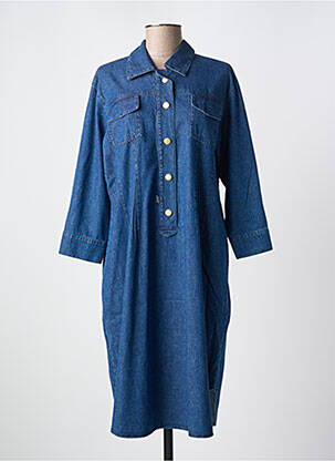 Robe mi-longue manches longues manches longues bleu PANDOLFI femme