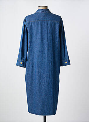 Robe mi-longue manches longues manches longues bleu PANDOLFI femme