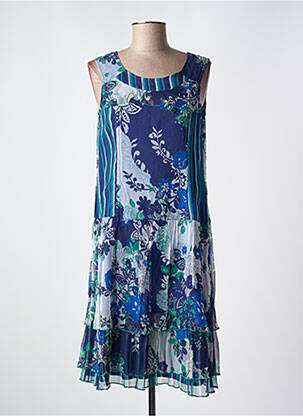Robe mi-longue imprimé fleurs sans manche bleu JAC JAC femme