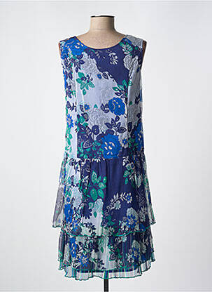 Robe mi-longue imprimé fleurs sans manche bleu JAC JAC femme