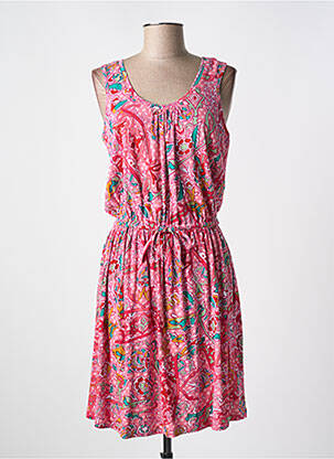 Robe mi-longue imprimé fleurs sans manche rose JAC JAC femme