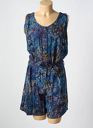Combishort tissage popeline sans manche bleu GARUDA GARUZO femme