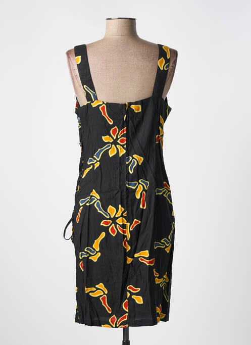 Robe mi-longue imprimé fantaisie fines bretelles noir GARUDA GARUZO femme