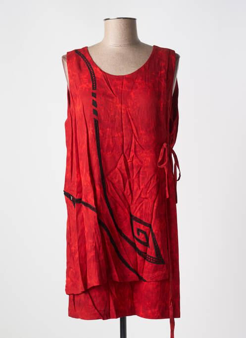 Robe courte sans manche sans manche rouge GARUDA GARUZO femme