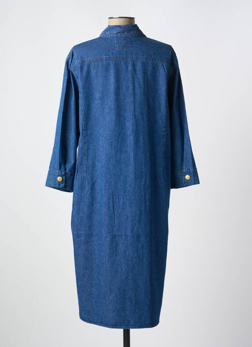 Robe mi-longue manches longues manches longues bleu PANDOLFI femme