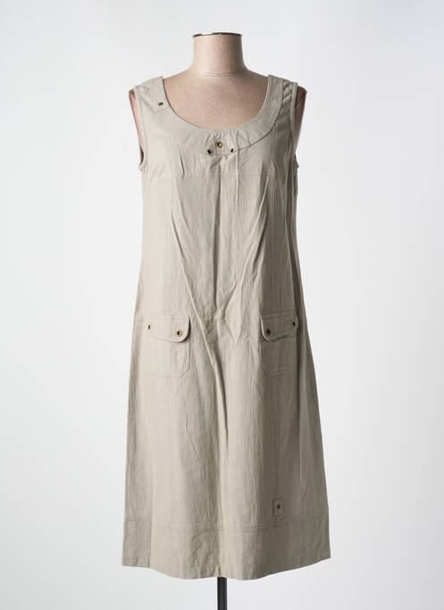 Robe mi-longue tissage crêpe sans manche gris LES MARINS DE JAC JAC femme