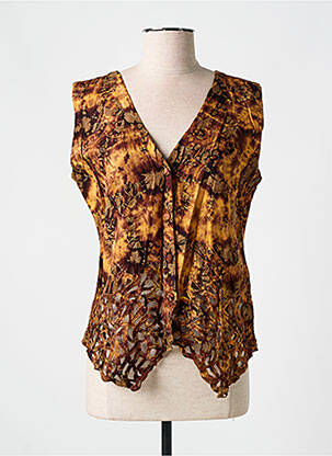 Chemisier coupe cintrée sans manche marron GARUDA GARUZO femme
