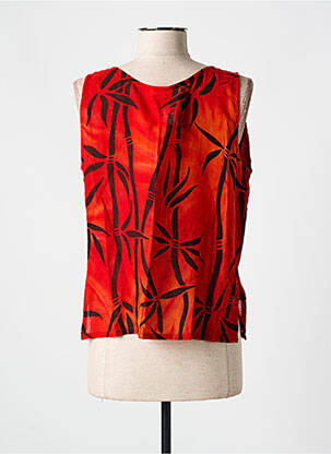 Top imprimé fantaisie sans manche rouge GARUDA GARUZO femme