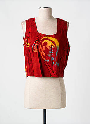 Top col carré sans manche rouge GARUDA GARUZO femme