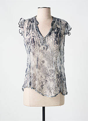 Blouse légère et transparente manches courtes bleu AGATHE & LOUISE femme