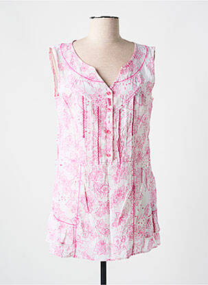 Tunique sans manche tissage crêpe rose JAC JAC femme
