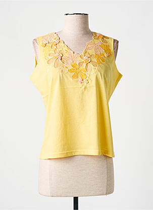 Débardeur col v sans manche jaune ALOHA femme