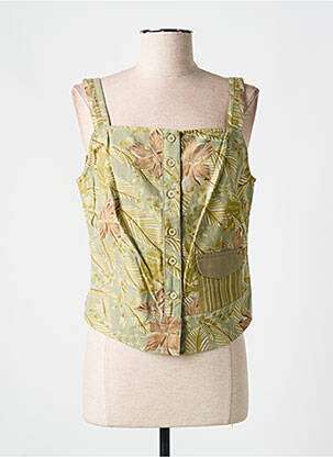 Top imprimé fantaisie sans manche vert JAC JAC femme
