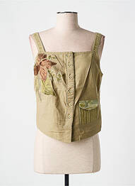 Top col carré sans manche vert JAC JAC femme