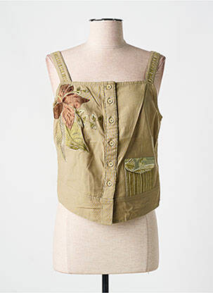 Top col carré sans manche vert JAC JAC femme