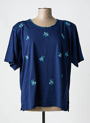 T-shirt coupe droite manches courtes bleu L'AUTRE MAILLE femme